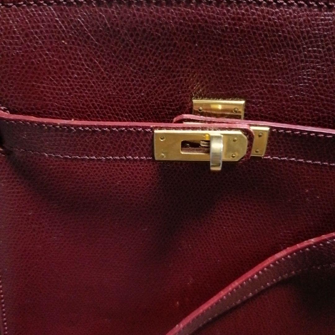 バーガンディ レザー ショルダーバッグゴールド金具