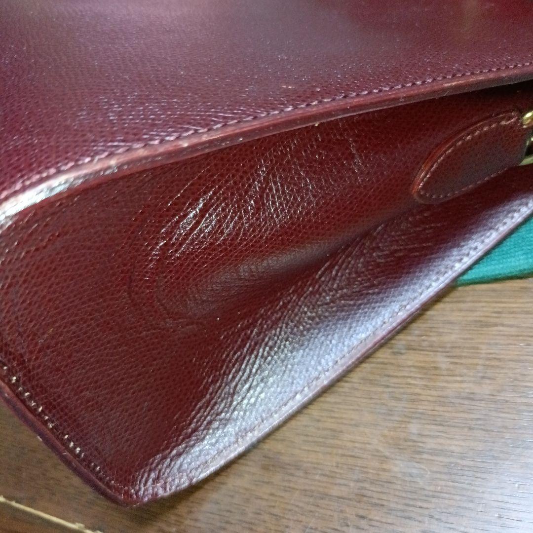 バーガンディ レザー ショルダーバッグゴールド金具