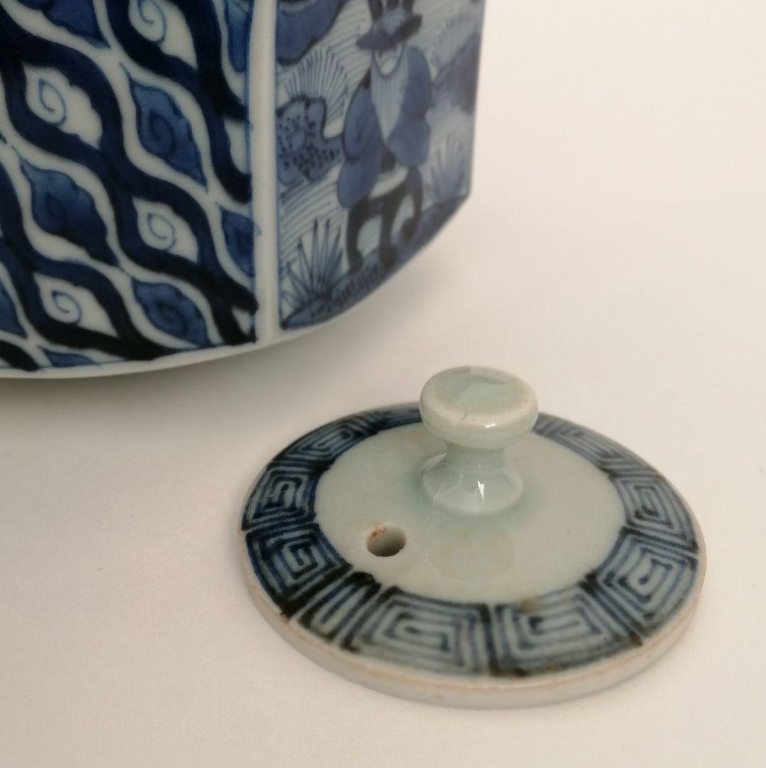 湖東焼　染付　六角　銚子