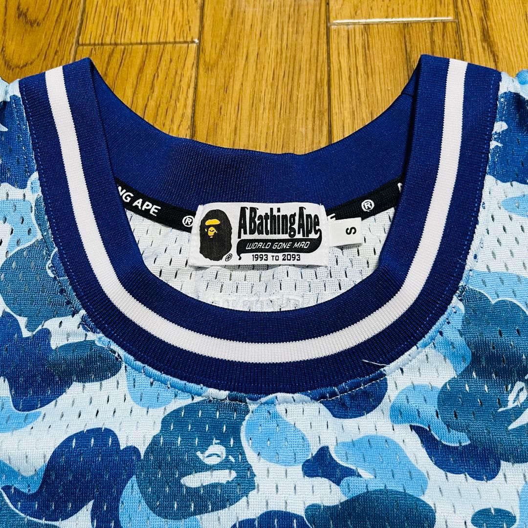 A BATHING APE タンクトップ　迷彩　カモ柄　S ブルー系