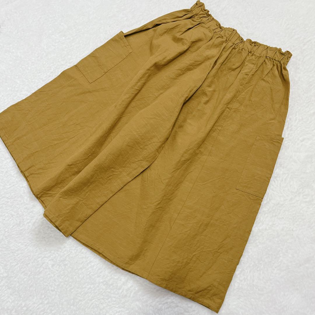 新品 YAMMA ヤンマ産業 会津木綿 キュロットからし色 ガウチョ ワイド