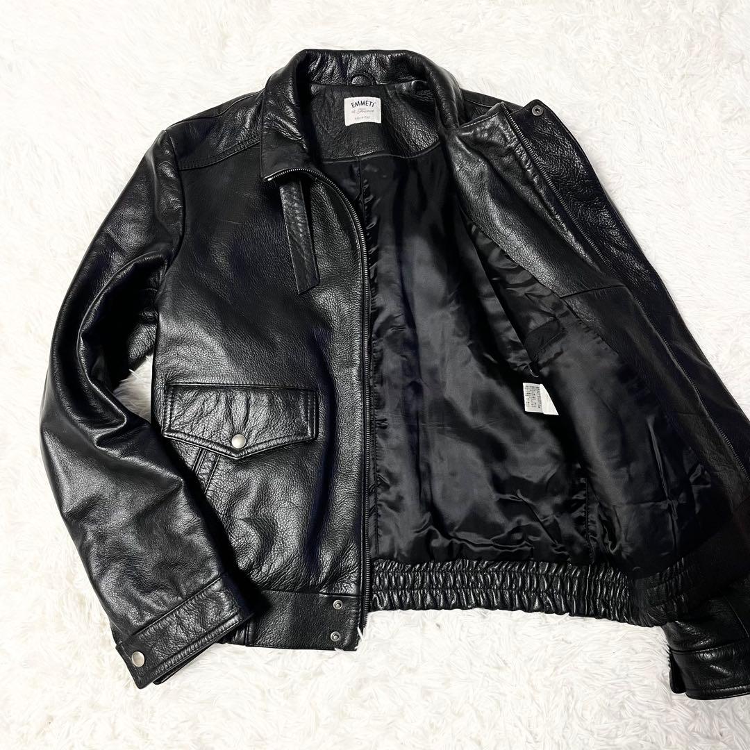【極美品】 エンメティ サイズ50 BEAMS別注 レザージャケット 黒