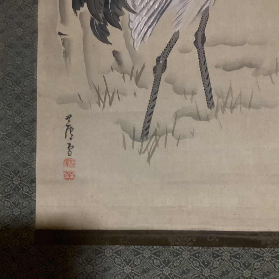 O-27 鶴と松竹梅の水墨画 掛軸 双幅　210cm