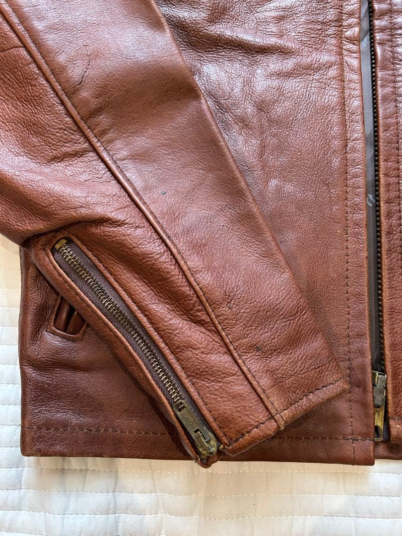 Schott ブラウンレザー シングルライダースジャケット