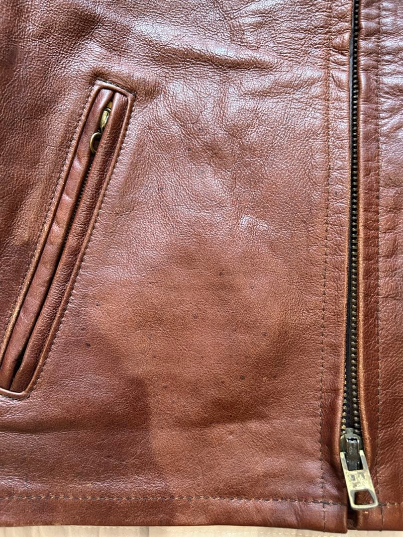 Schott ブラウンレザー シングルライダースジャケット