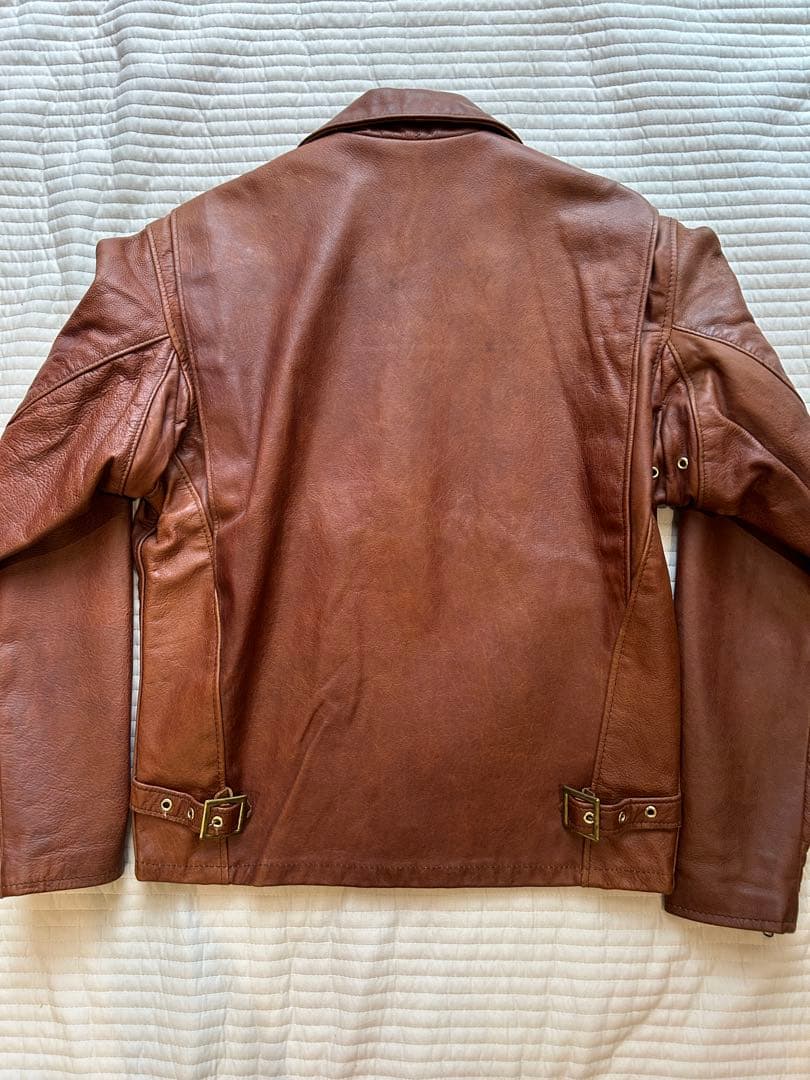 Schott ブラウンレザー シングルライダースジャケット