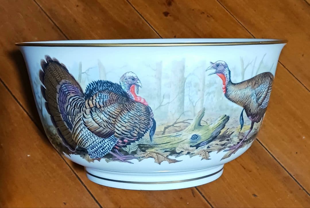 フランクリン ポーセリン 七面鳥デザイン 陶器ボウル 大鉢 限定品 1983年製