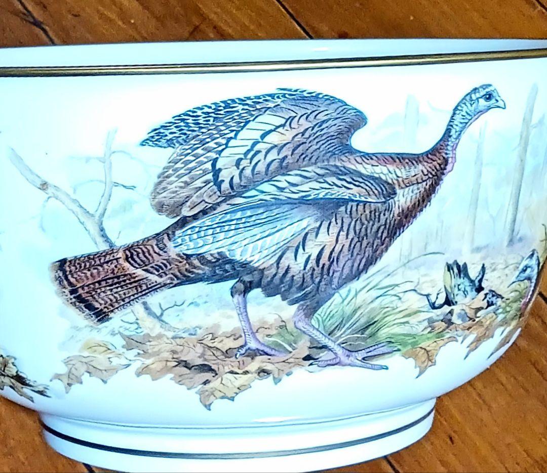 フランクリン ポーセリン 七面鳥デザイン 陶器ボウル 大鉢 限定品 1983年製