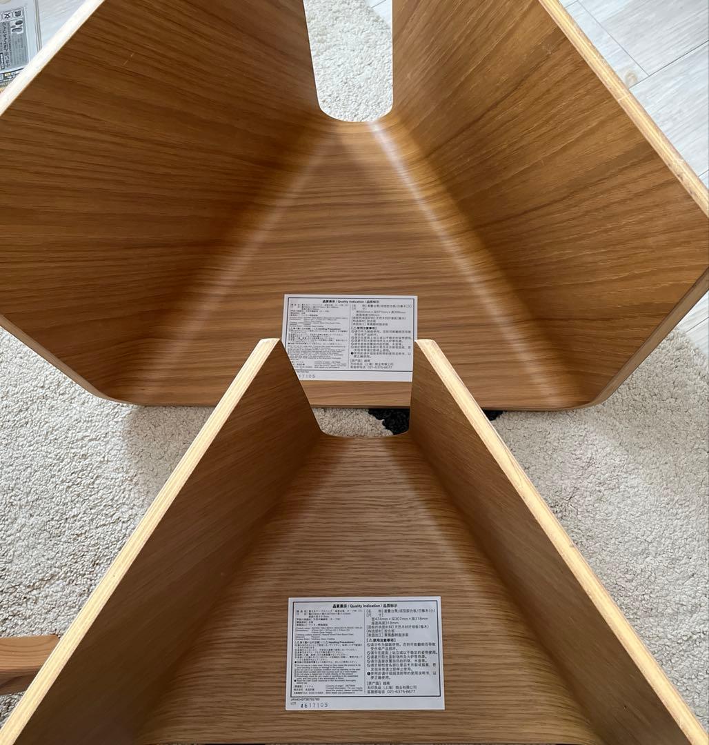 無印良品　重なるテーブルベンチ　大小　オーク材