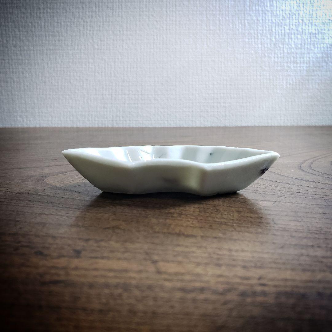 小皿　豆皿　変形皿　扇皿　江戸　海中図　色絵付　窯傷