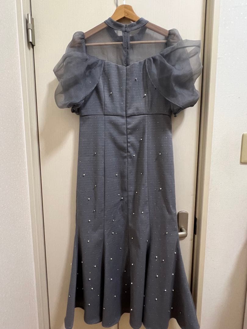 LEJA パールビジューオーガンジーレースマーメイドワンピースドレス