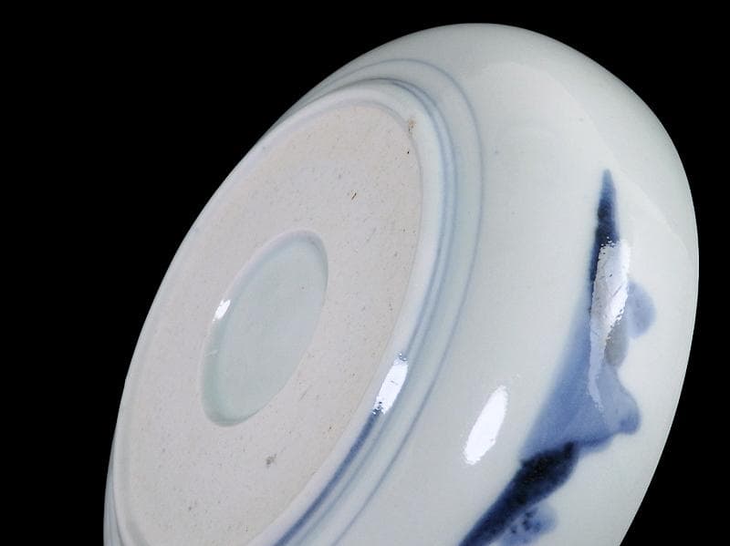 古伊万里　染付　船頭に帆掛け船の図　膾皿　5寸皿　B188AS-CUm