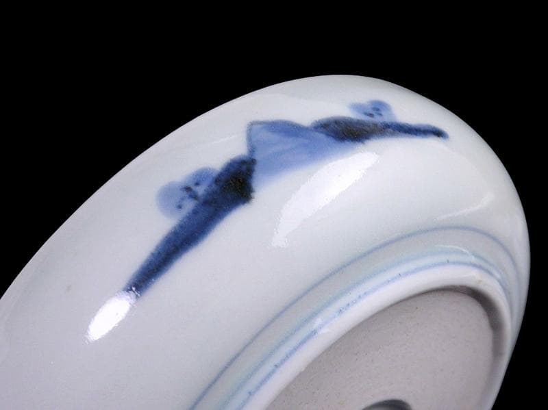 古伊万里　染付　船頭に帆掛け船の図　膾皿　5寸皿　B188AS-CUm