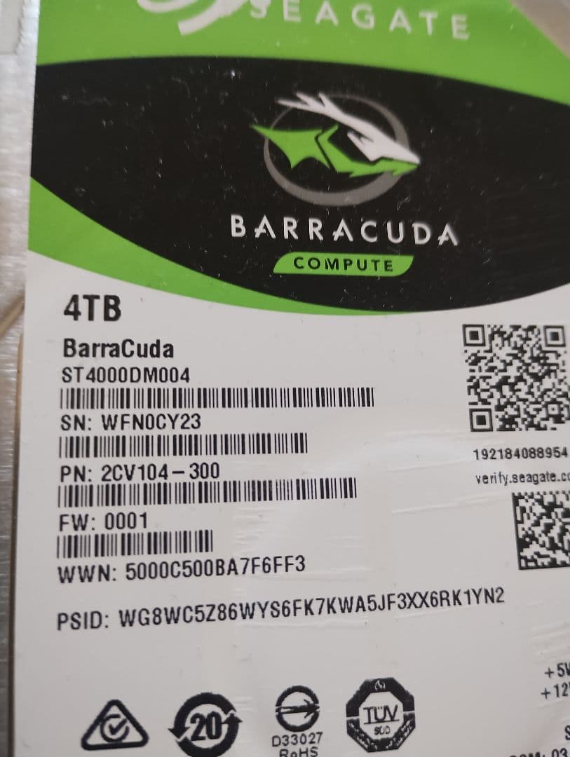 【seagate】シーゲイトST4000DM004 4tb HDD 正常