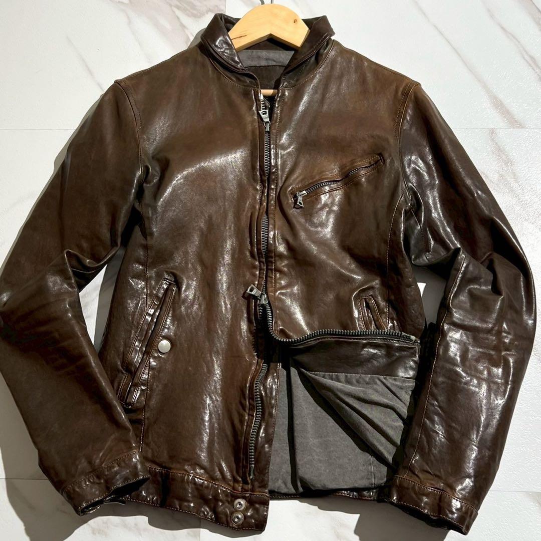 【美品/M】バックラッシュ ライダースジャケット ホースレザー ブラウン系