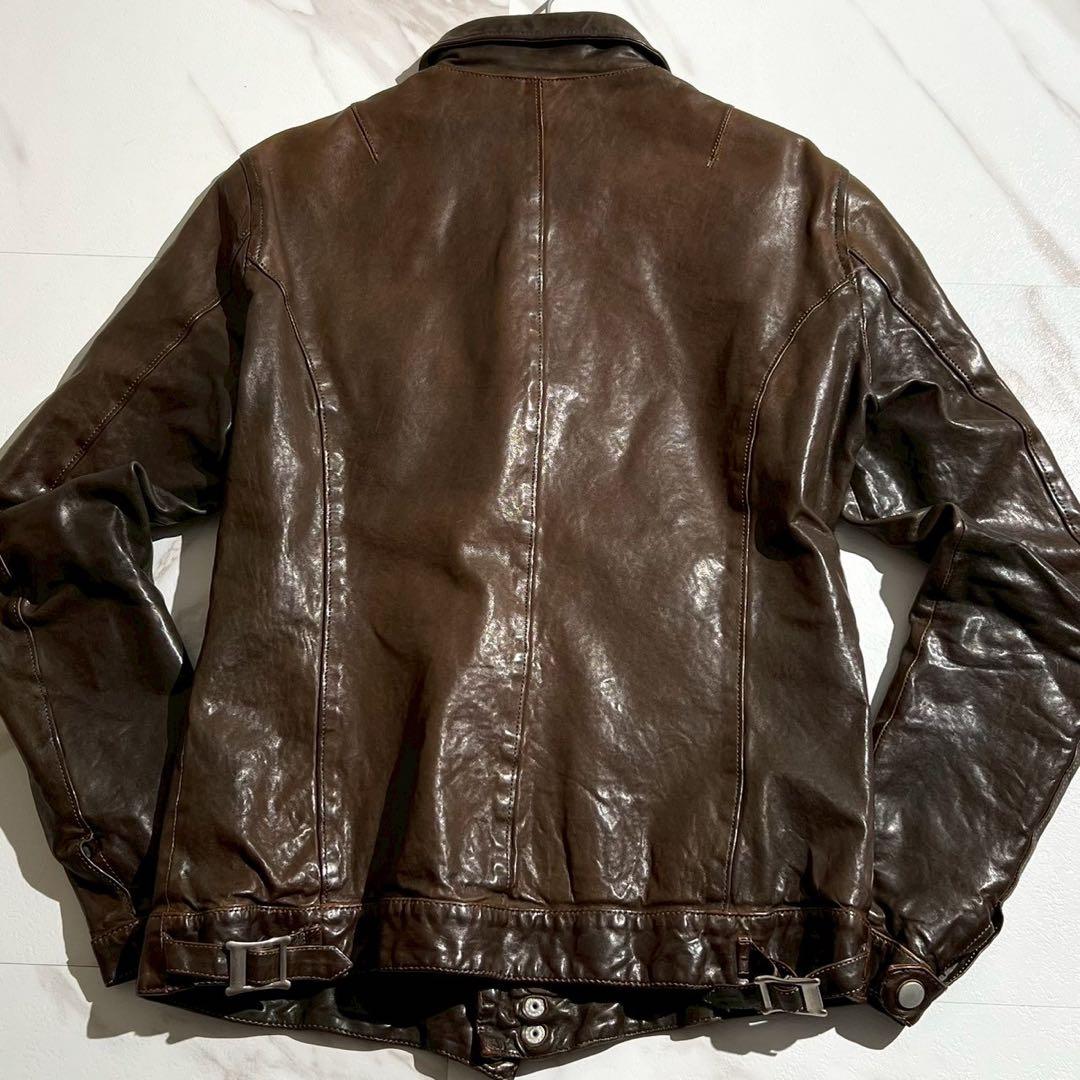 【美品/M】バックラッシュ ライダースジャケット ホースレザー ブラウン系