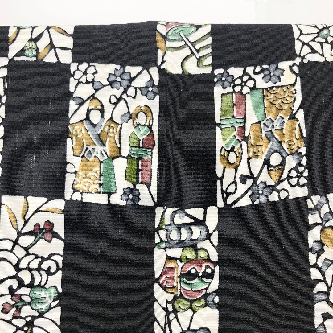 子供着物 型染 玩具や草花 縮緬 黒色 七五三 7歳 10歳 CK-7024