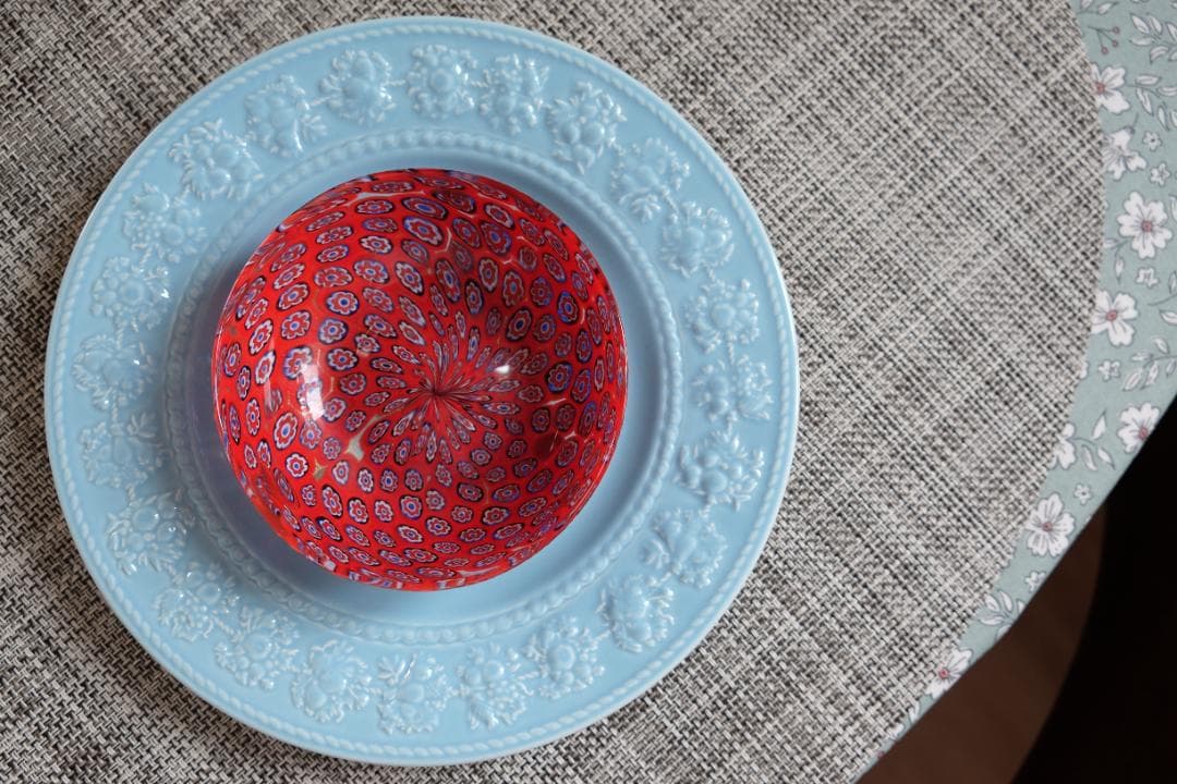 ベネチアンガラス プレート ミルフィオリ 検/アラビア 江波冨士子 花瓶 ムラノ