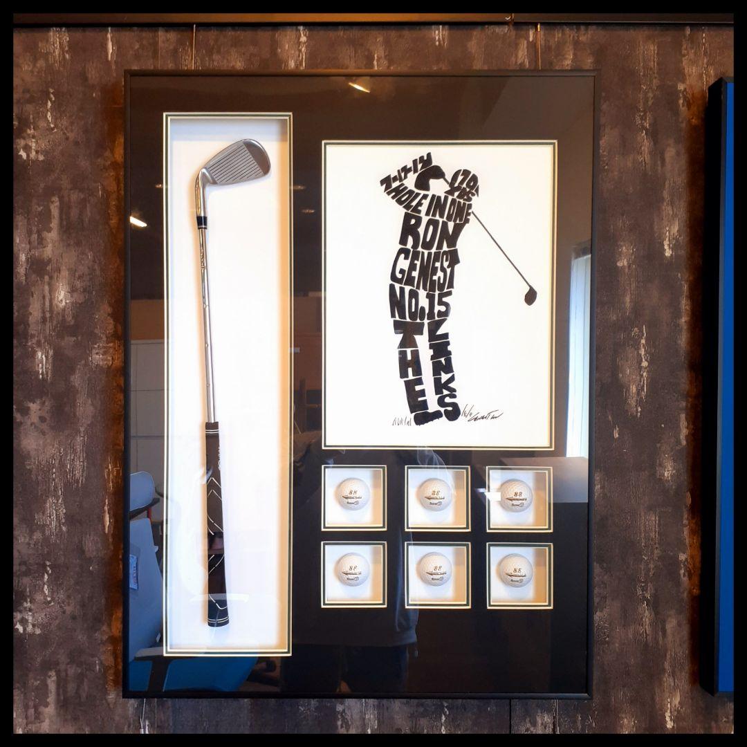 輸入雑貨　ゴルフ　パット&ボール入り　オブジェ　アートパネル