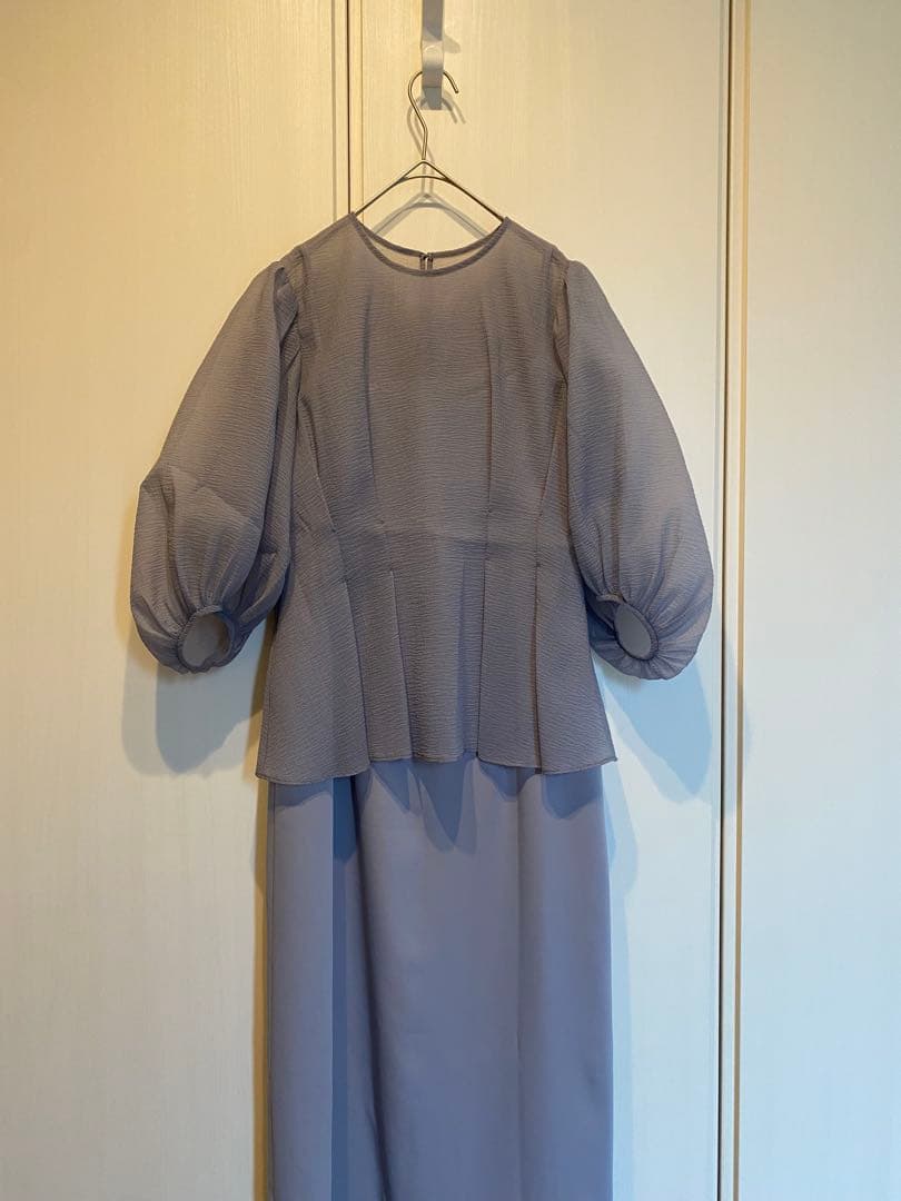 タグ付　URBANRESEARCH ブラウスレイヤードドレス FREE サックス