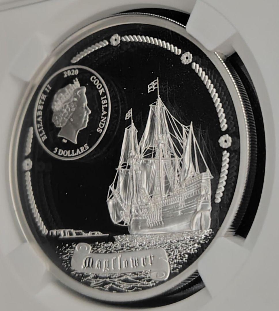 最高鑑定 2020年 クック諸島 銀貨 NGC PL70 メイフラワー号 