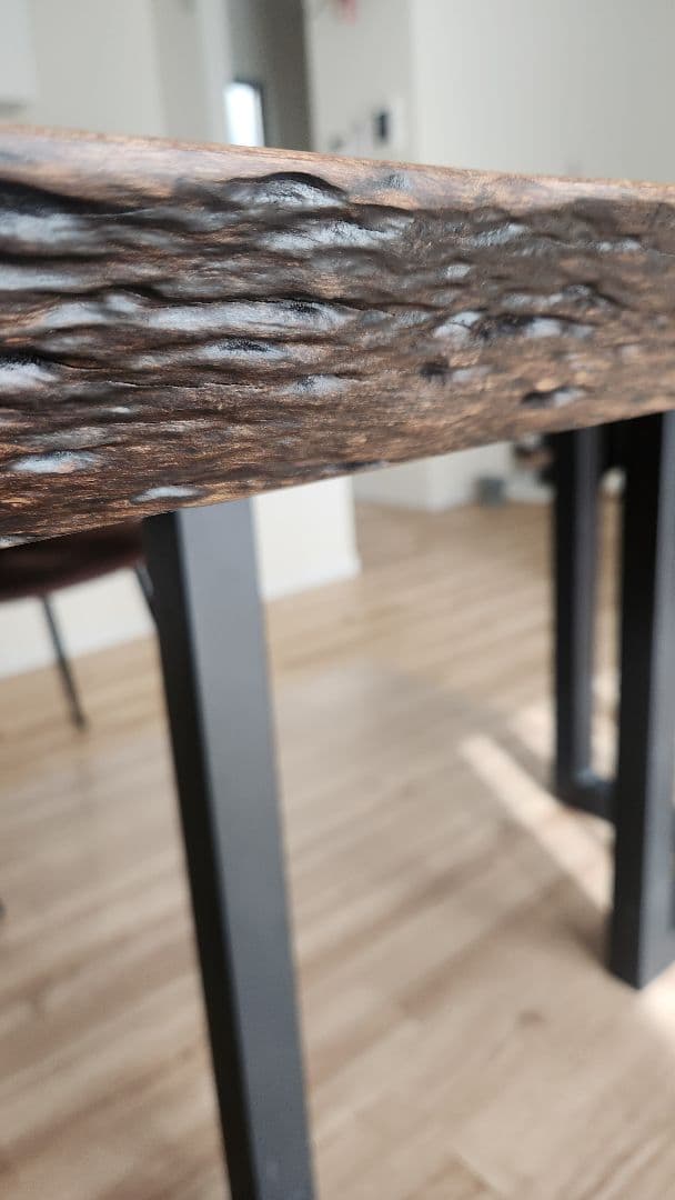 ★アポロ★アトリエモクバ　 ブビンガ(玉杢入り)1枚板ダイニングテーブル