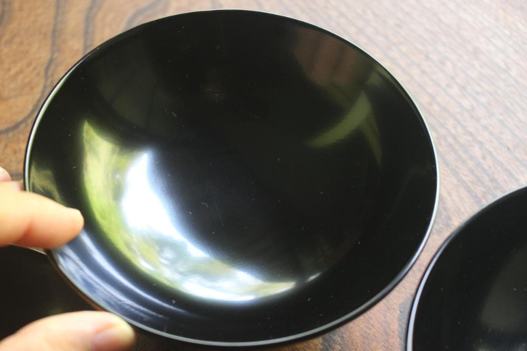 デッドストック！上質黒漆に極上菊詰沈金蒔絵のお椀2点（検輪島塗蒔絵椀雑煮椀