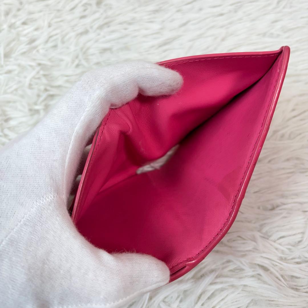 美品/現行/RFID✨ボッテガヴェネタ カセット スモール 二つ折り財布 ピンク