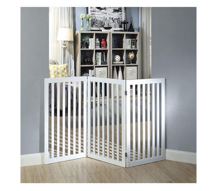 unipaws ペットゲート 木製 折りたたみ式 フェンス ホワイト つ321