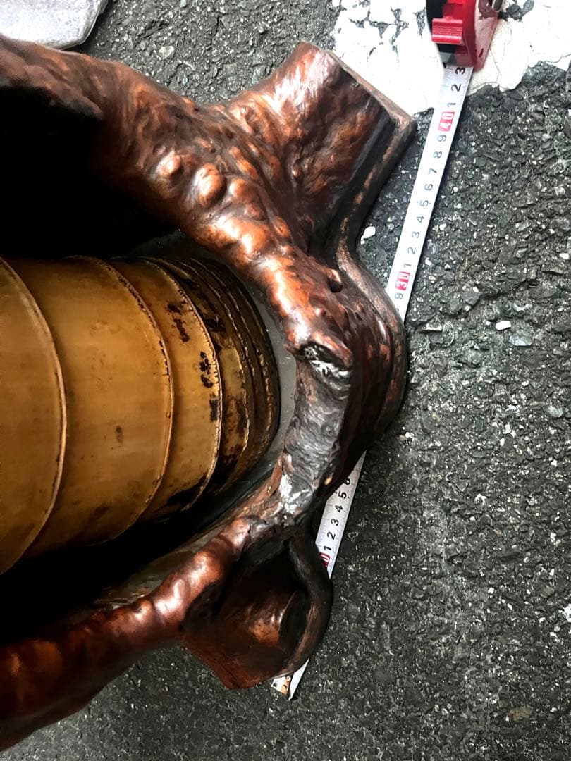 花台　木瘤 茶道具　華道　逸品 自然木 瘤付き 花器・銅根木 古美術アンティーク