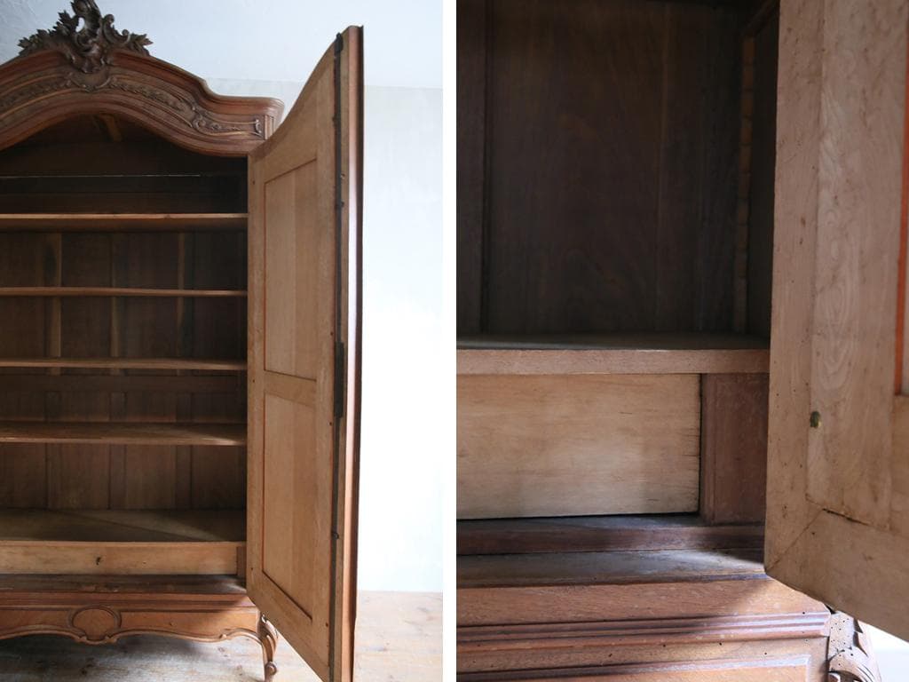 フランスアンティーク木製アルモワールキャビネット/ワードローブ食器棚75-237