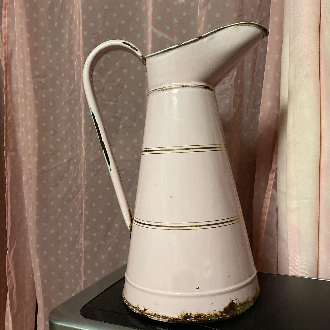 ホーロー　ピンク　アンティーク