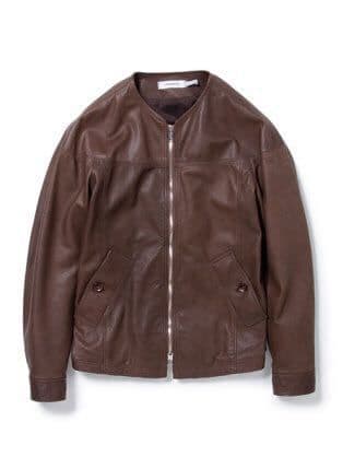 nonnative ノーカラーレザージャケット　ブラウン　0 NN-J2301