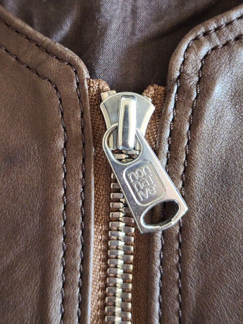 nonnative ノーカラーレザージャケット　ブラウン　0 NN-J2301