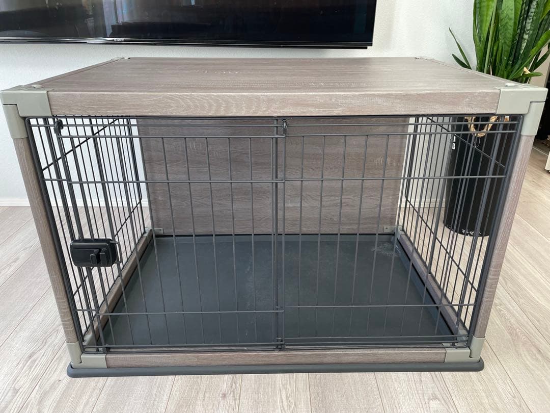 アイリスオーヤマ 犬 ゲージ　ウッディサークル インテリア グレー 小型犬用