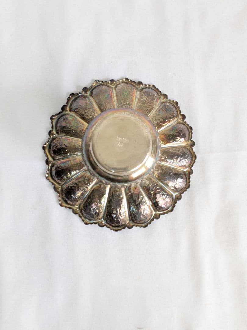 アンティーク ロシア製シルバー コンポート皿 花型 装飾皿 工芸品 小物入れ