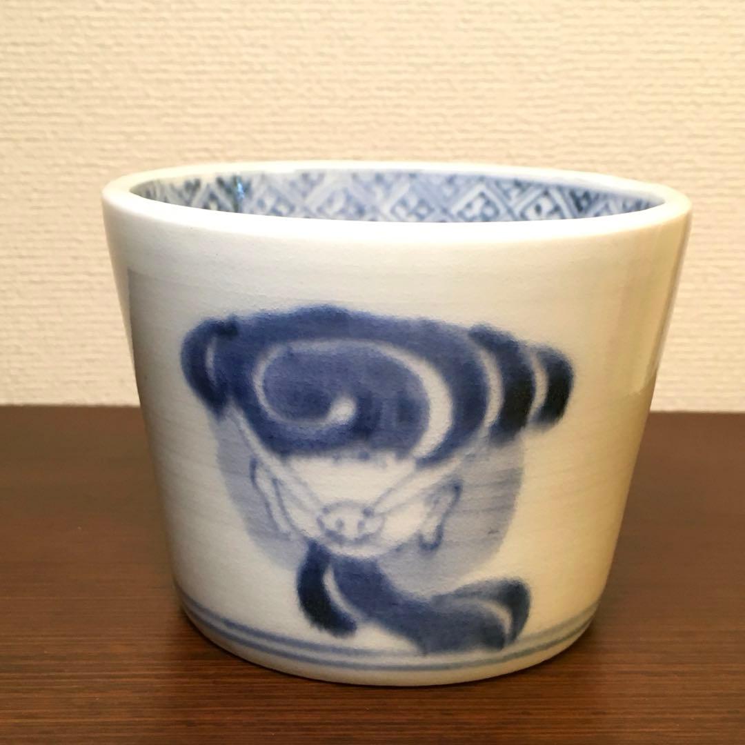 古伊万里　染付　波兎文蕎麦猪口　酒器　中期　無傷　骨董　アンティーク