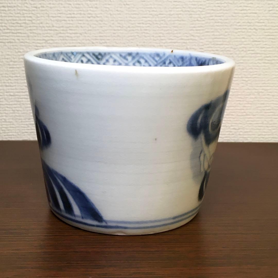 古伊万里　染付　波兎文蕎麦猪口　酒器　中期　無傷　骨董　アンティーク