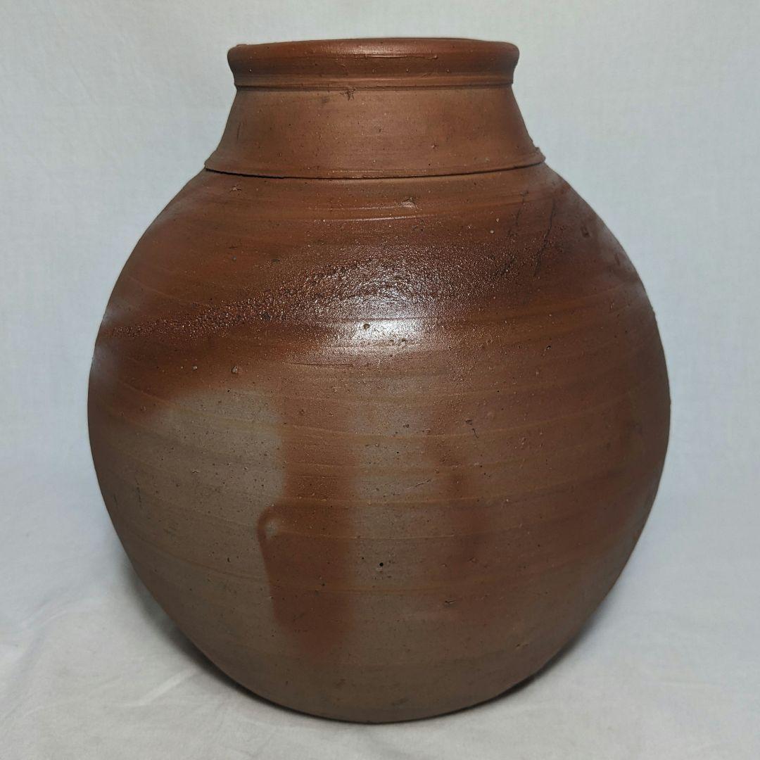 岡山県重要無形文化財 吉本正 備前焼 緋襷壷 合箱 花入 壺 花器 花瓶 茶道具