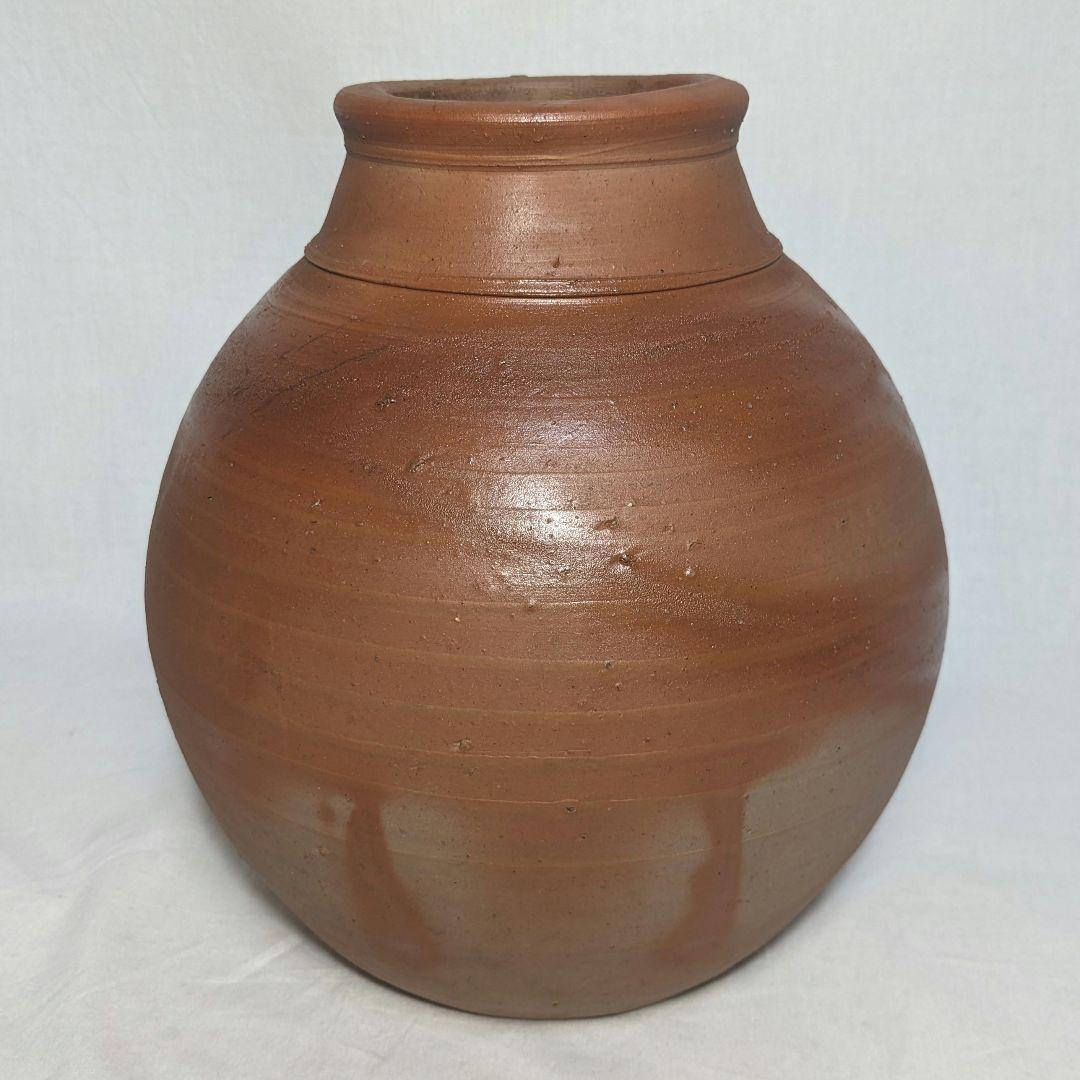 岡山県重要無形文化財 吉本正 備前焼 緋襷壷 合箱 花入 壺 花器 花瓶 茶道具