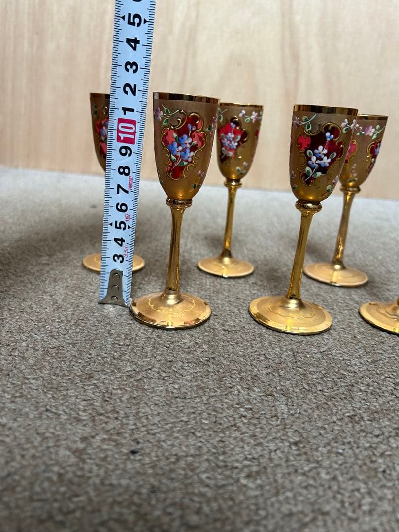 お値下げしました　ベネチアングラス　金彩花紋　ムラーノガラス