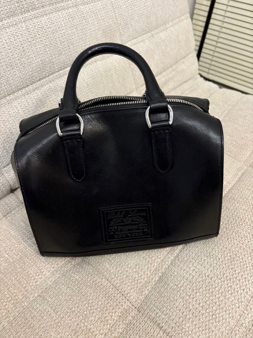 Ralph Lauren 黒 レザーハンドバック　ショルダーバッグ　ミニボストン