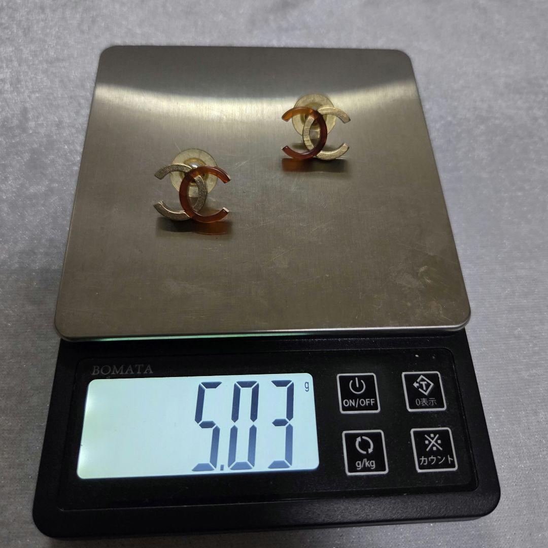 【良品】CHANEL シャネル ココマーク ピアス べっ甲×マットゴールド