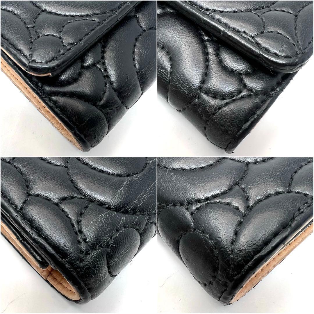 CHANEL シャネル カメリア エンボス 三つ折り財布 コンパクトウォレット