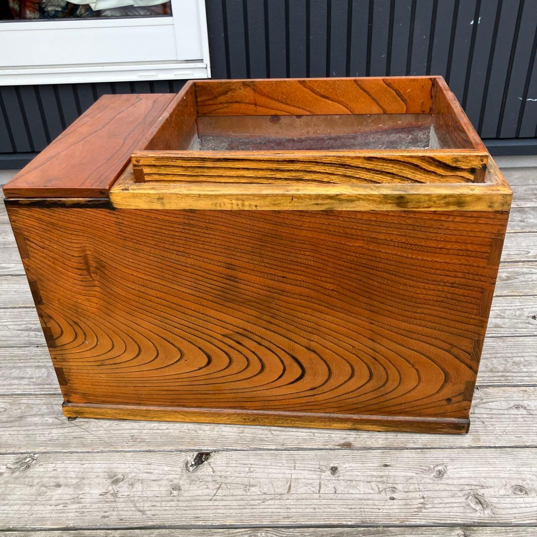 昭和レトロ 木製 3杯 引き出し収納付き 長火鉢 囲炉裏 古民家 古民具 レトロ