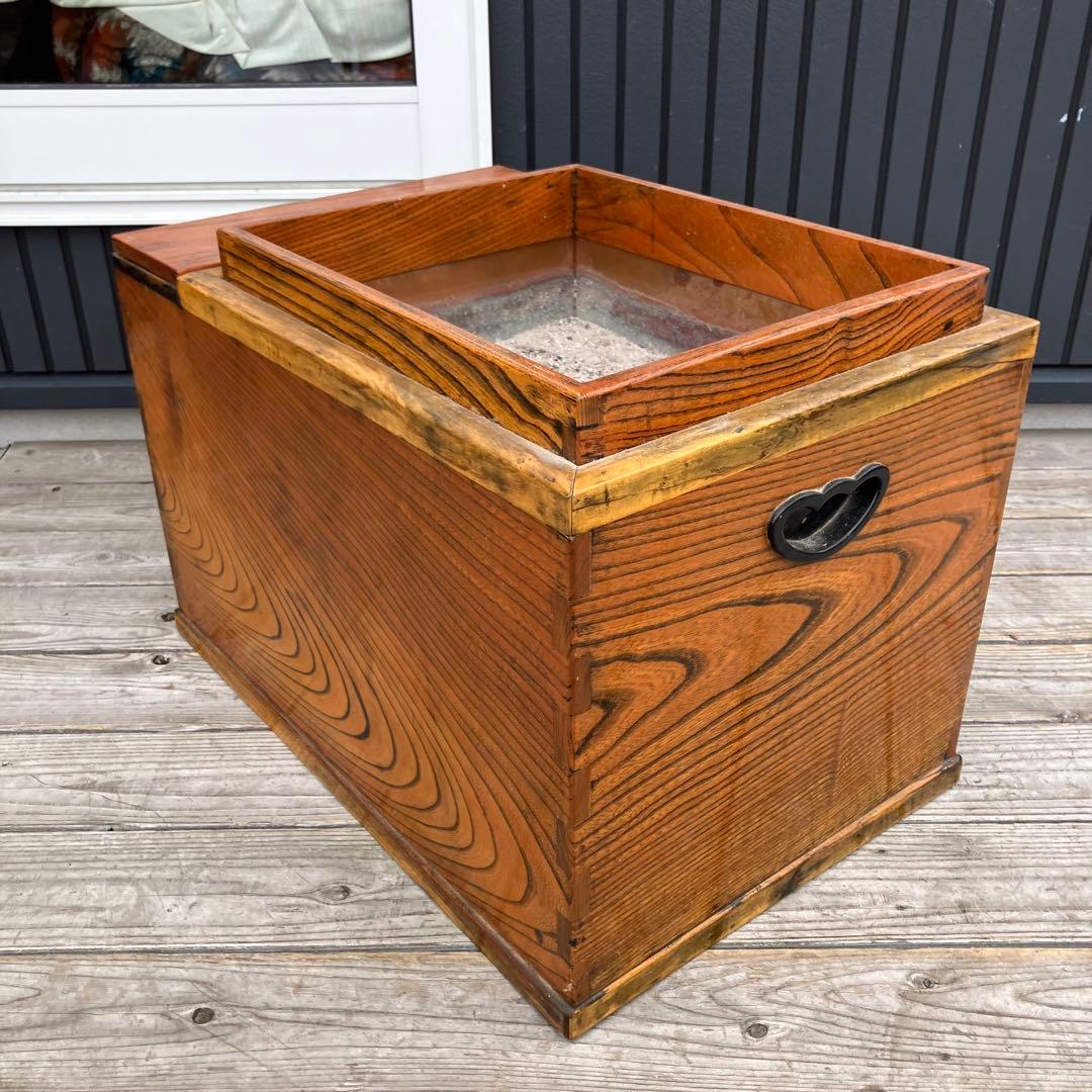 昭和レトロ 木製 3杯 引き出し収納付き 長火鉢 囲炉裏 古民家 古民具 レトロ