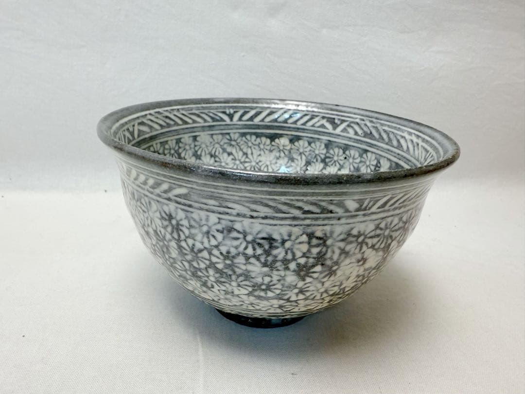 未使用 茶道具 与平作 三島茶碗 、寒川義崇作 高槻古曽部焼 騎牛帰家図茶碗