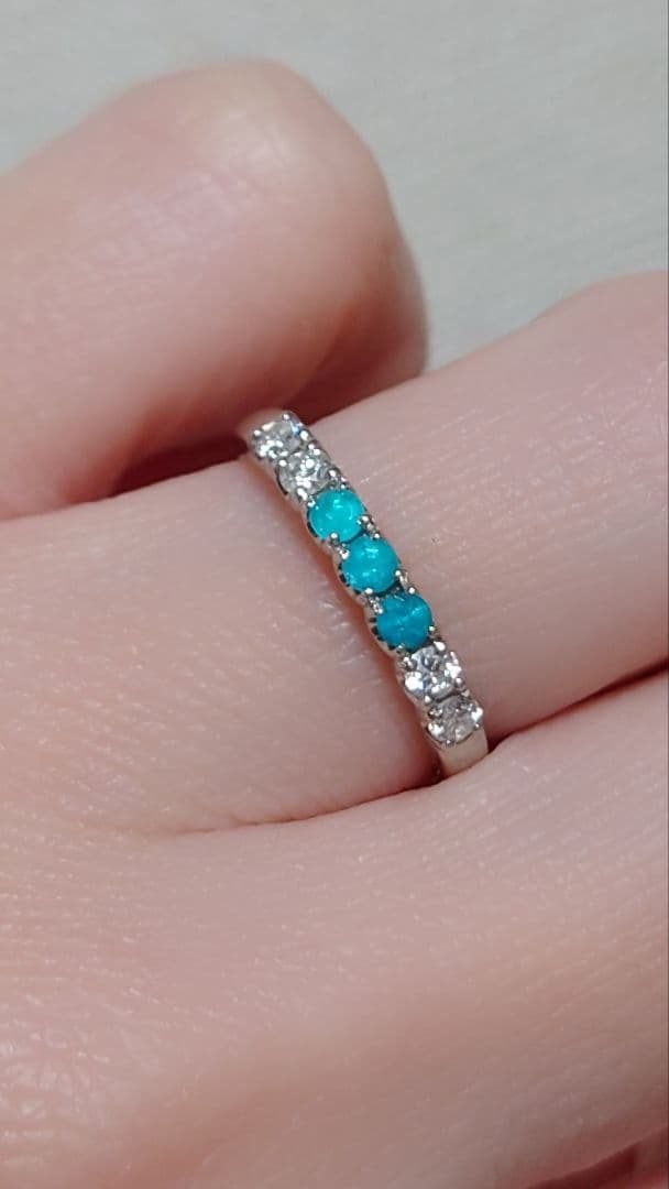 鑑別付パライバトルマリン、メレダイヤP900リング7号