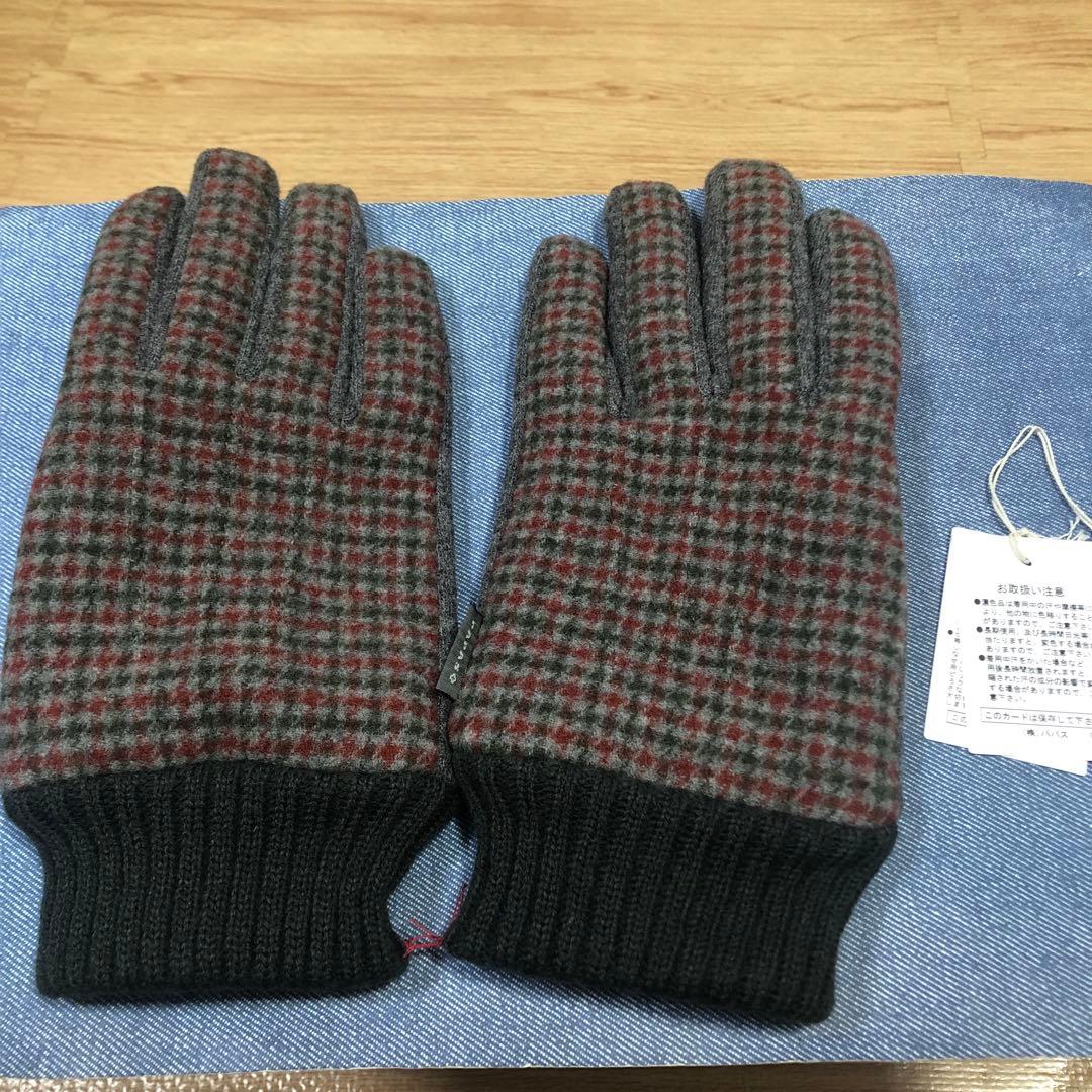 【リクエスト値下未使用】PAPAS➕ウール混紡 チェック柄手袋