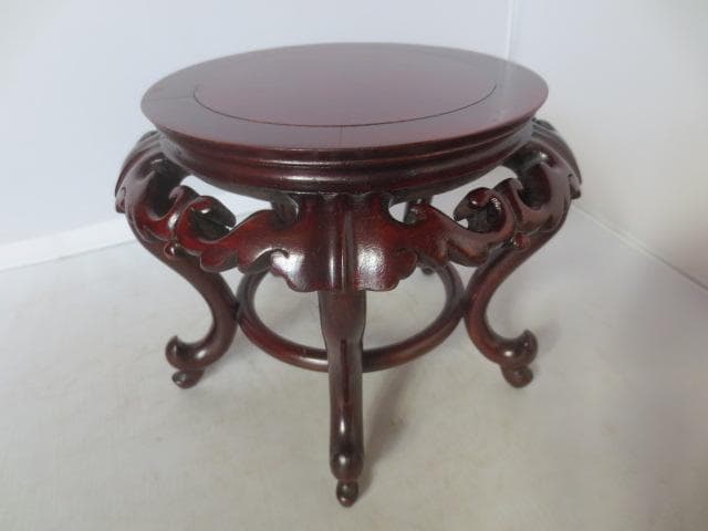 R7/10/10-3　唐木透かし膜高卓　花台　香炉卓　平卓　　盆栽水石花台